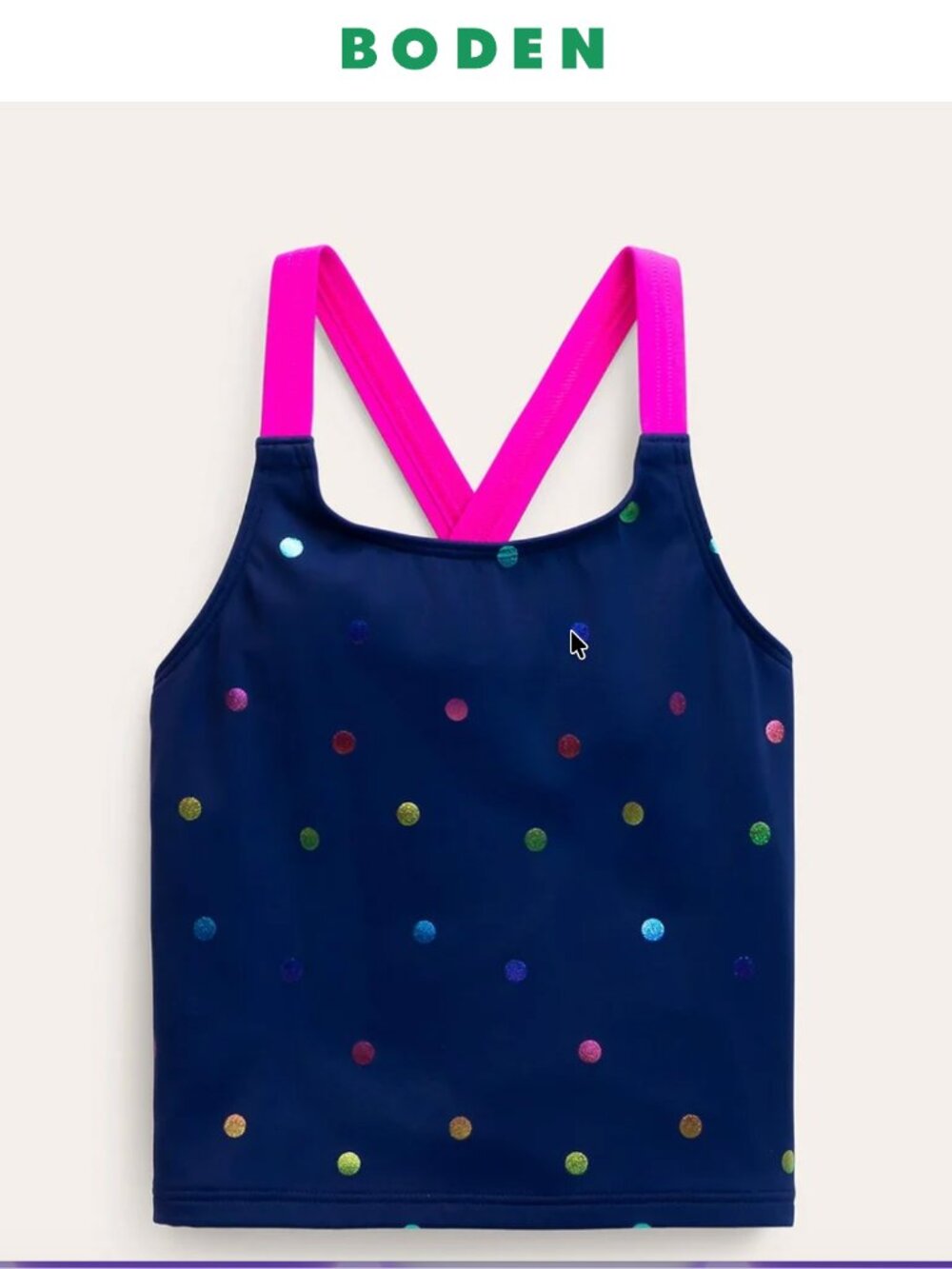 NWT Mini Boden Girls’ Rainbow Confetti Tankini Top 13–14Y